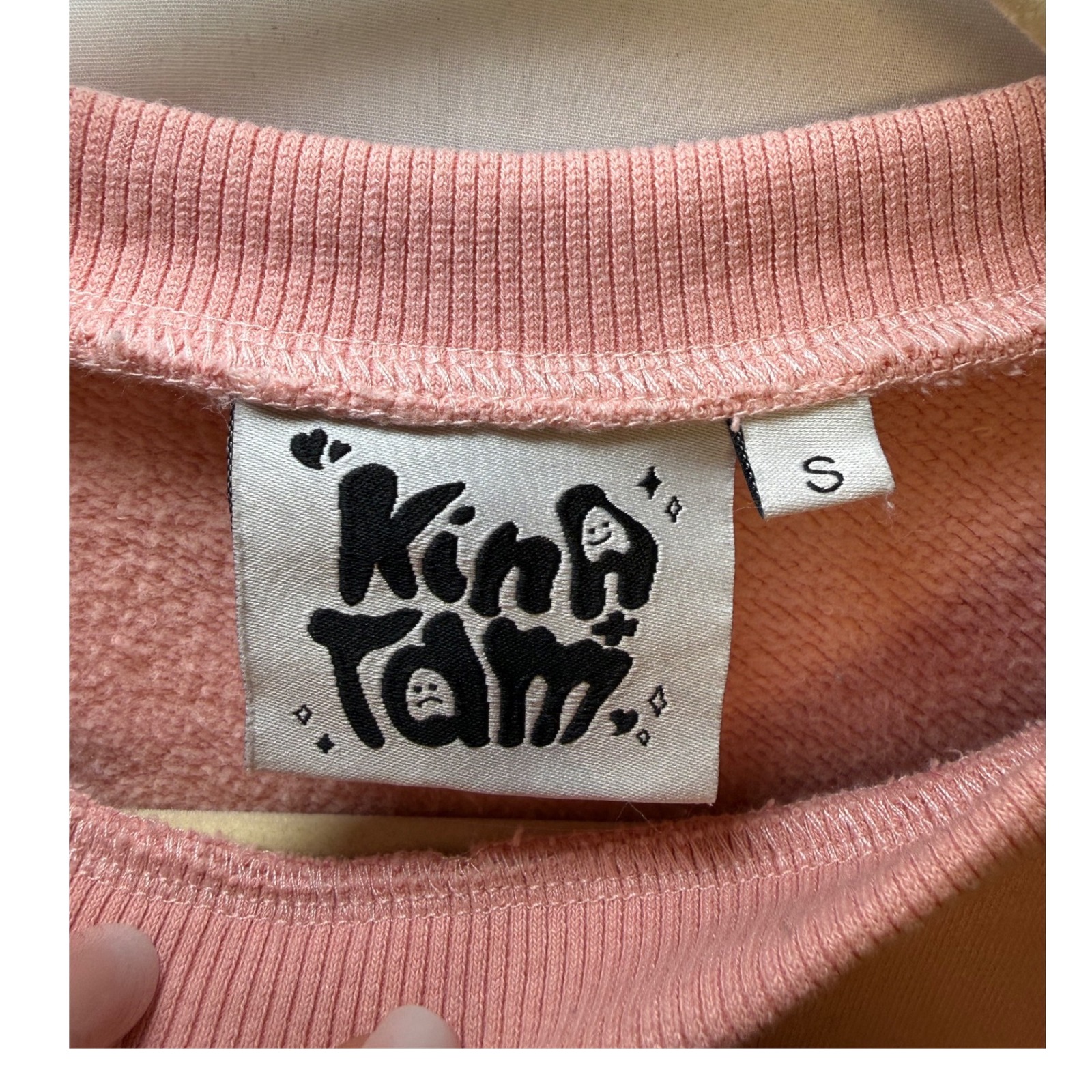 Kina & Tam Pink Embroidered Scooter Girl Organic Cotton Sweatshirt Small — image 3 of 8